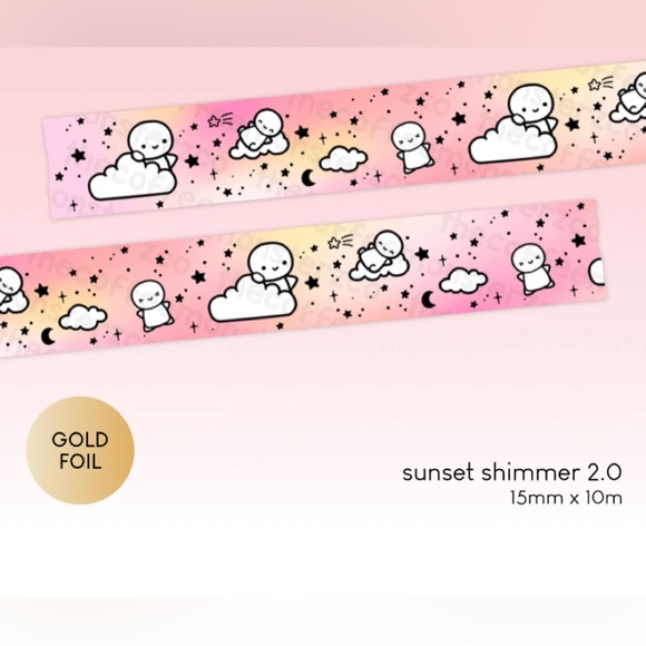 🆕 TheCoffeeMonsterzCo Sunset Shimmer 2.0 Washi Tape - 15mm - Picture 1 of 1